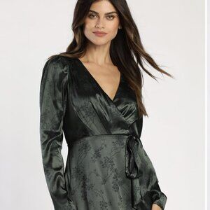 Lulu's Dark Green Floral Mini Dress